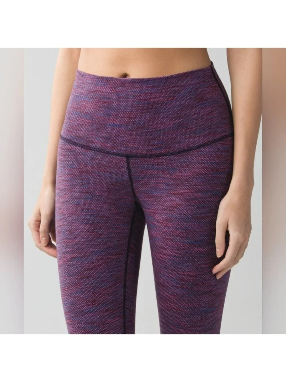 Lululemon Wunder Under Crop II (Roll Down)Diamond Jacquard Space Dye Naval Blu